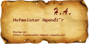 Hofmeister Agenór névjegykártya